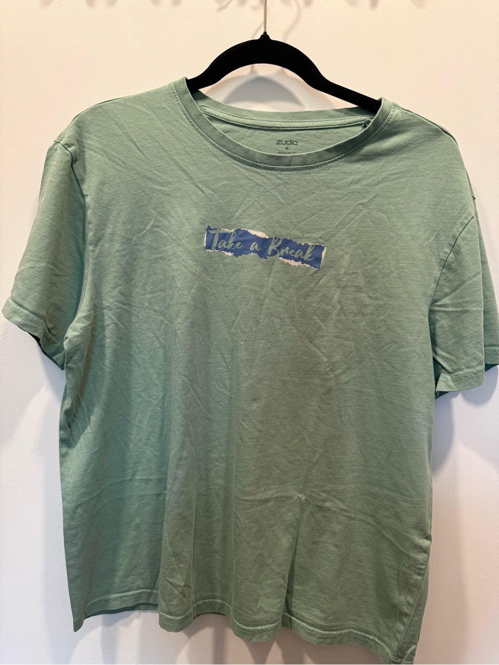 Men’s Light Green Crew Neck T-Shirt - Take a Break Graphic